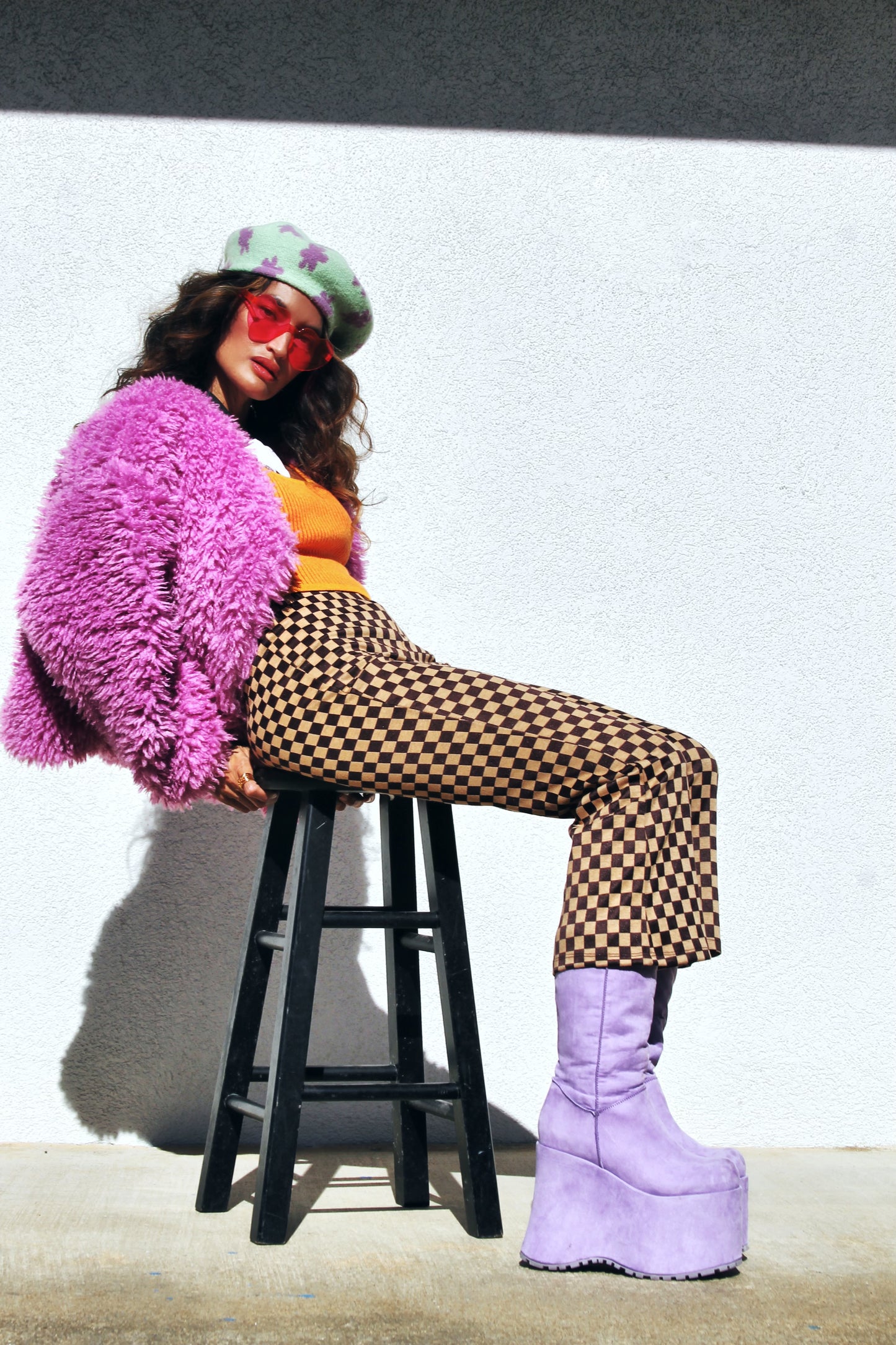 BERRY NAUGHTY OR NICE oversized + cropped shag jacket, medium *FREE PEOPLE* >> wild berry