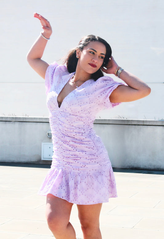 PRIMROSE eyelet embroidered ruched sundress, large *ZARA*