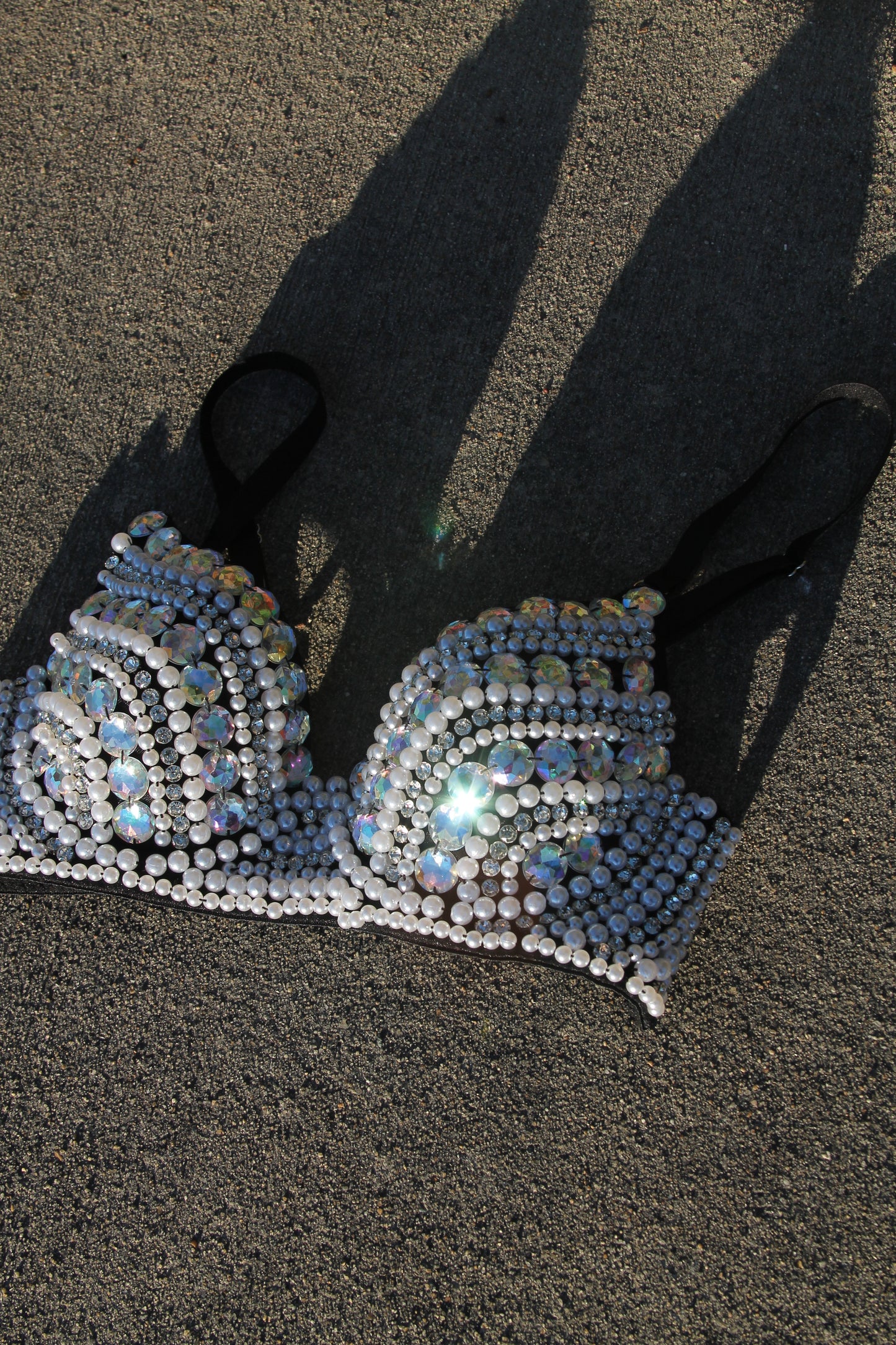 RAZZLE DAZZLE bedazzled bralette, medium *HANDMADE & COVERED IN PEARLS & RHINESTONES*