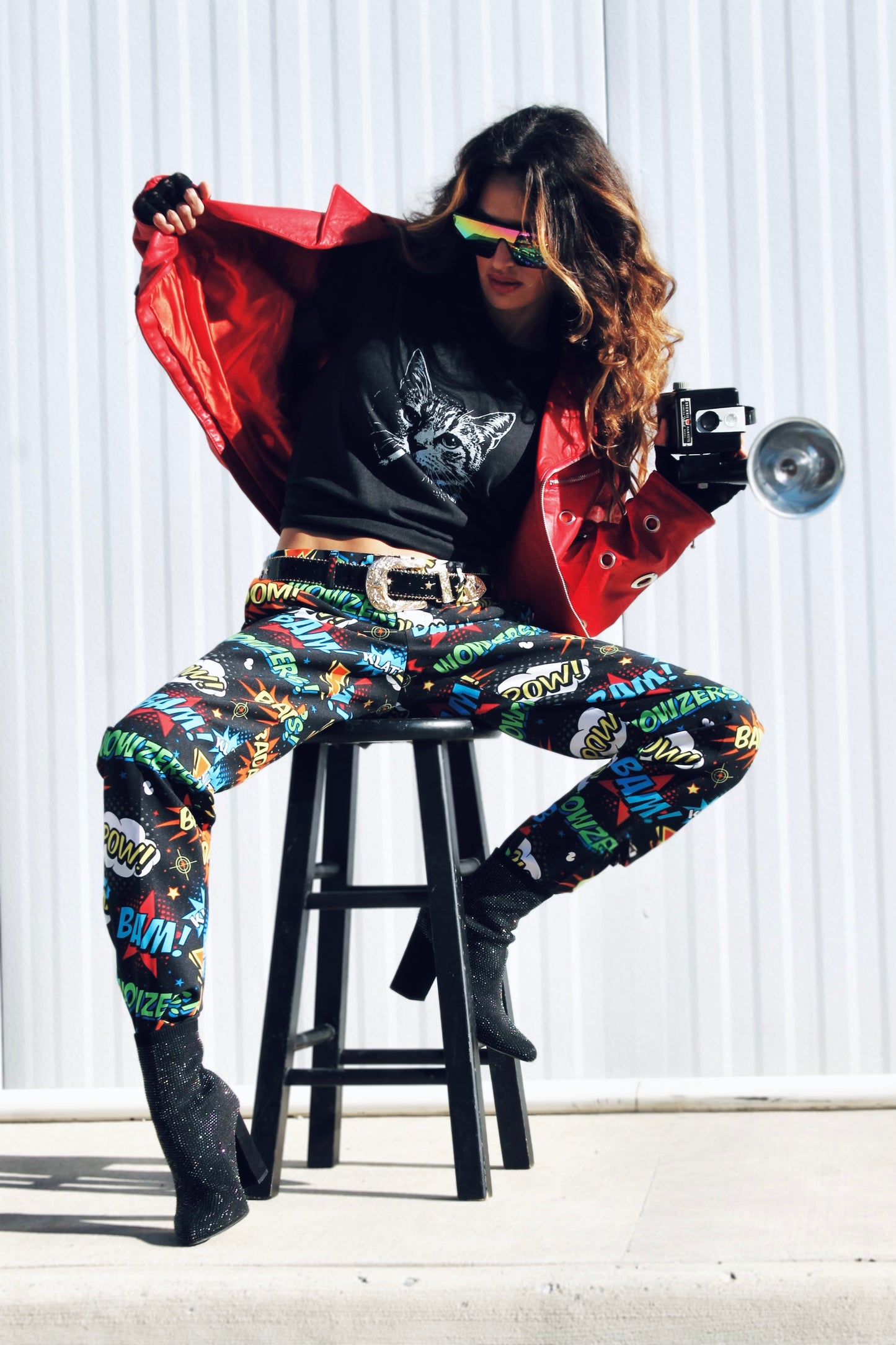 YOUNG AND RECKLESS leather moto jacket *VINTAGE + 100% GENUINE LEATHER* >> candy apple red