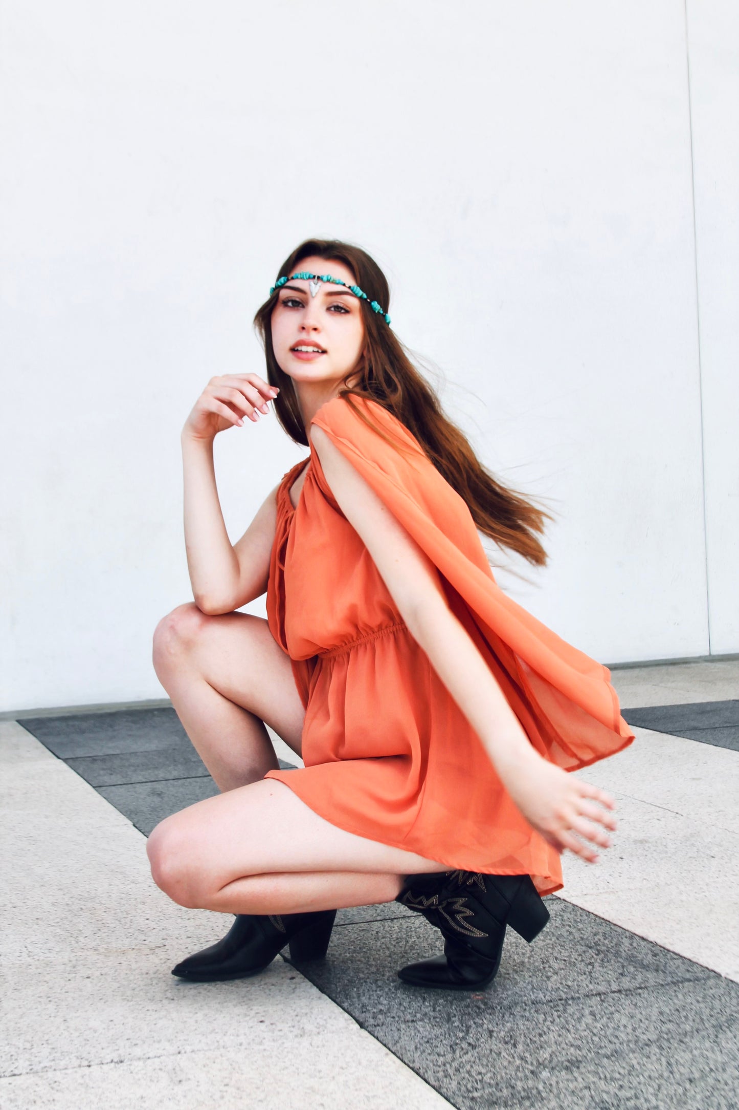 PUMPKIN SPICE airy chiffon romper, medium >> burnt orange