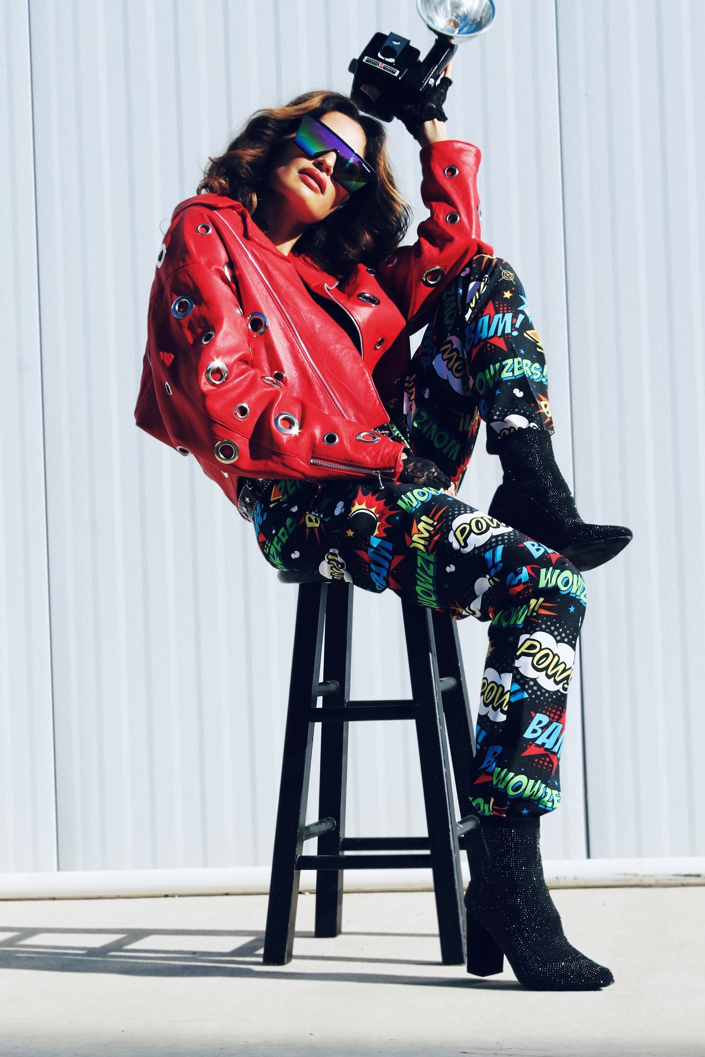 YOUNG AND RECKLESS leather moto jacket *VINTAGE + 100% GENUINE LEATHER* >> candy apple red