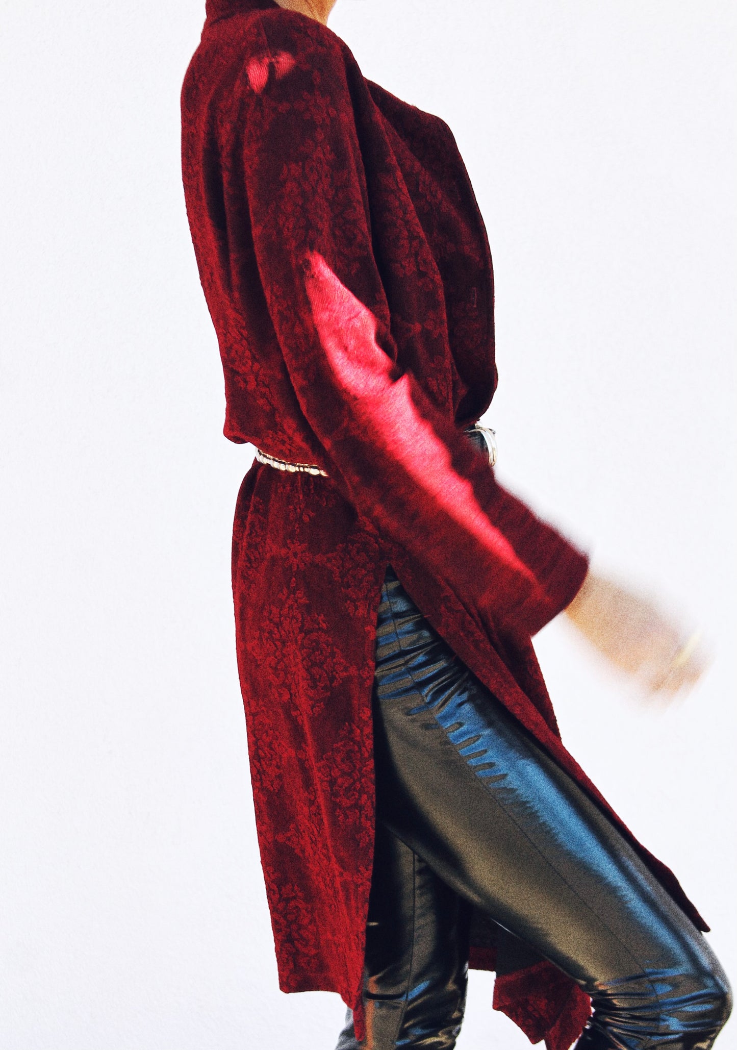 NOCTURNAL ROUGE midi length cardigan, size 0 *VINTAGE* >> blood red