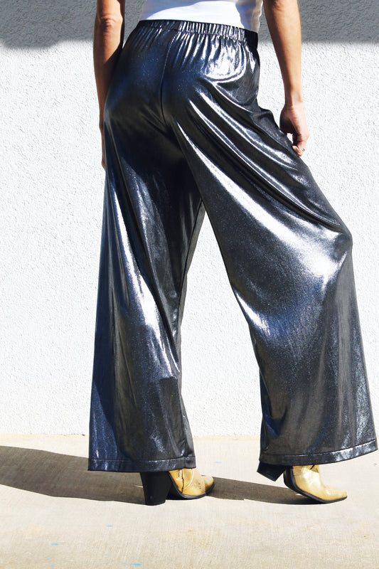 SILVER SIREN wide leg pants, size small, American Apparel >> graphite