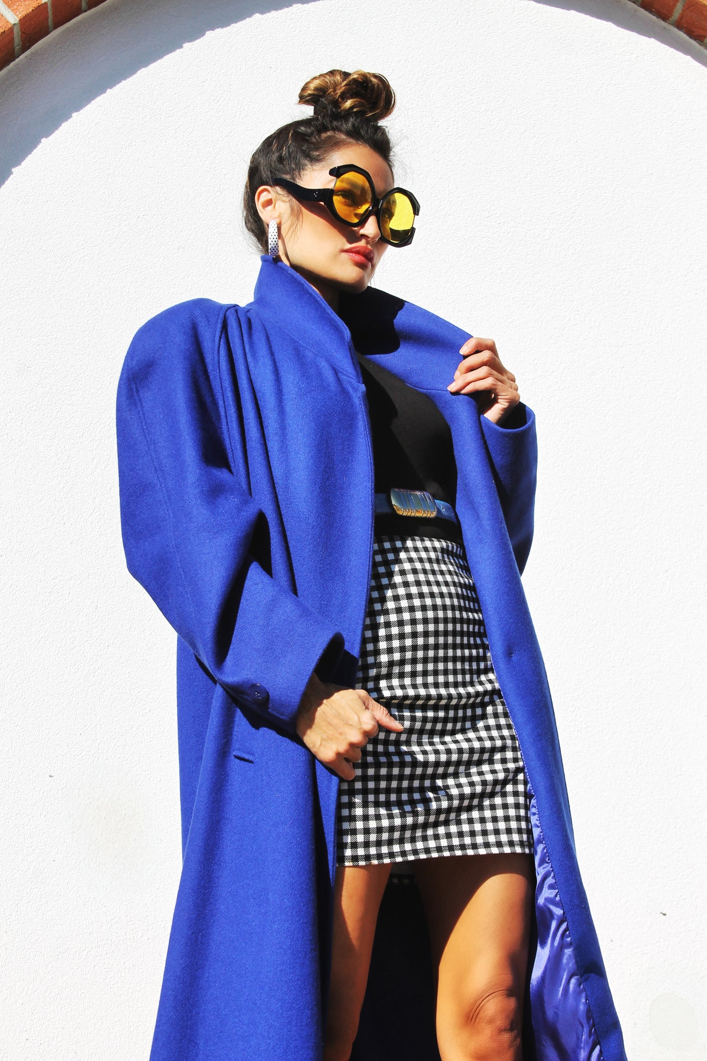 SHOCKWAVE circa 1980’s oversized jacket *MADE IN USA + VINTAGE* >> electric blue