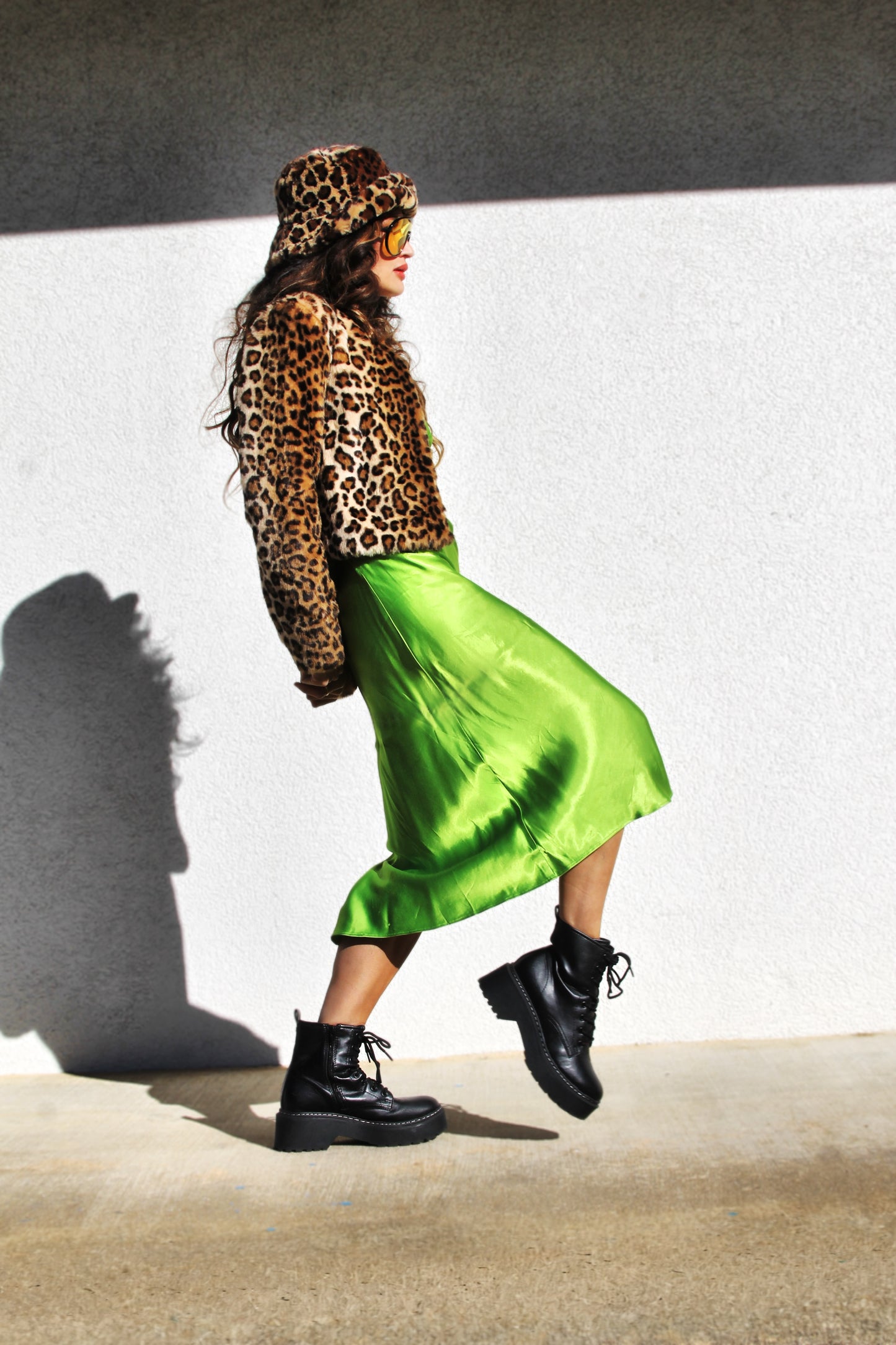 REBEL KITTY faux fur leopard  jacket, XS