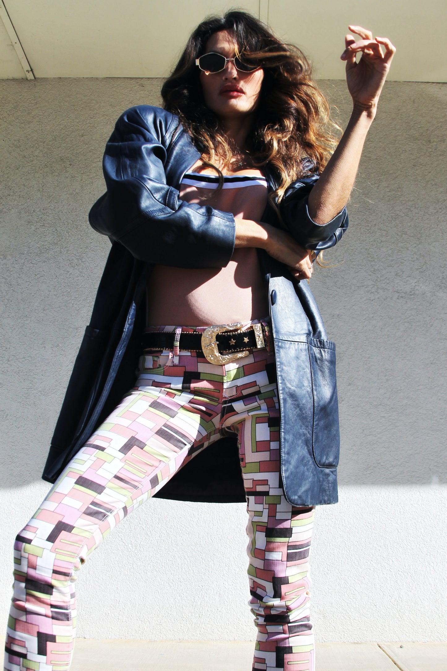 REBEL RAIN 100% blue leather blazer, size small *TRUE VINTAGE + GENUINE LEATHER* >> midnight blue