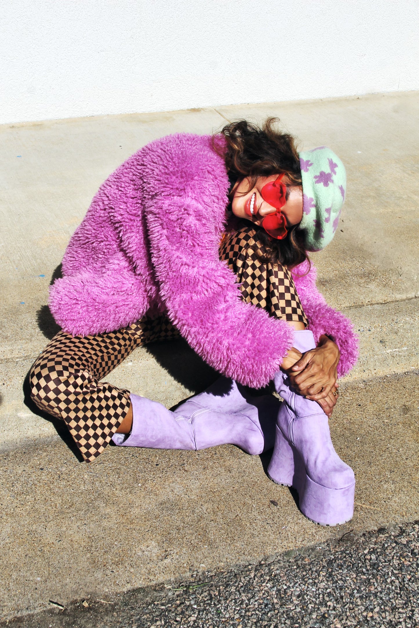 BERRY NAUGHTY OR NICE oversized + cropped shag jacket, medium *FREE PEOPLE* >> wild berry