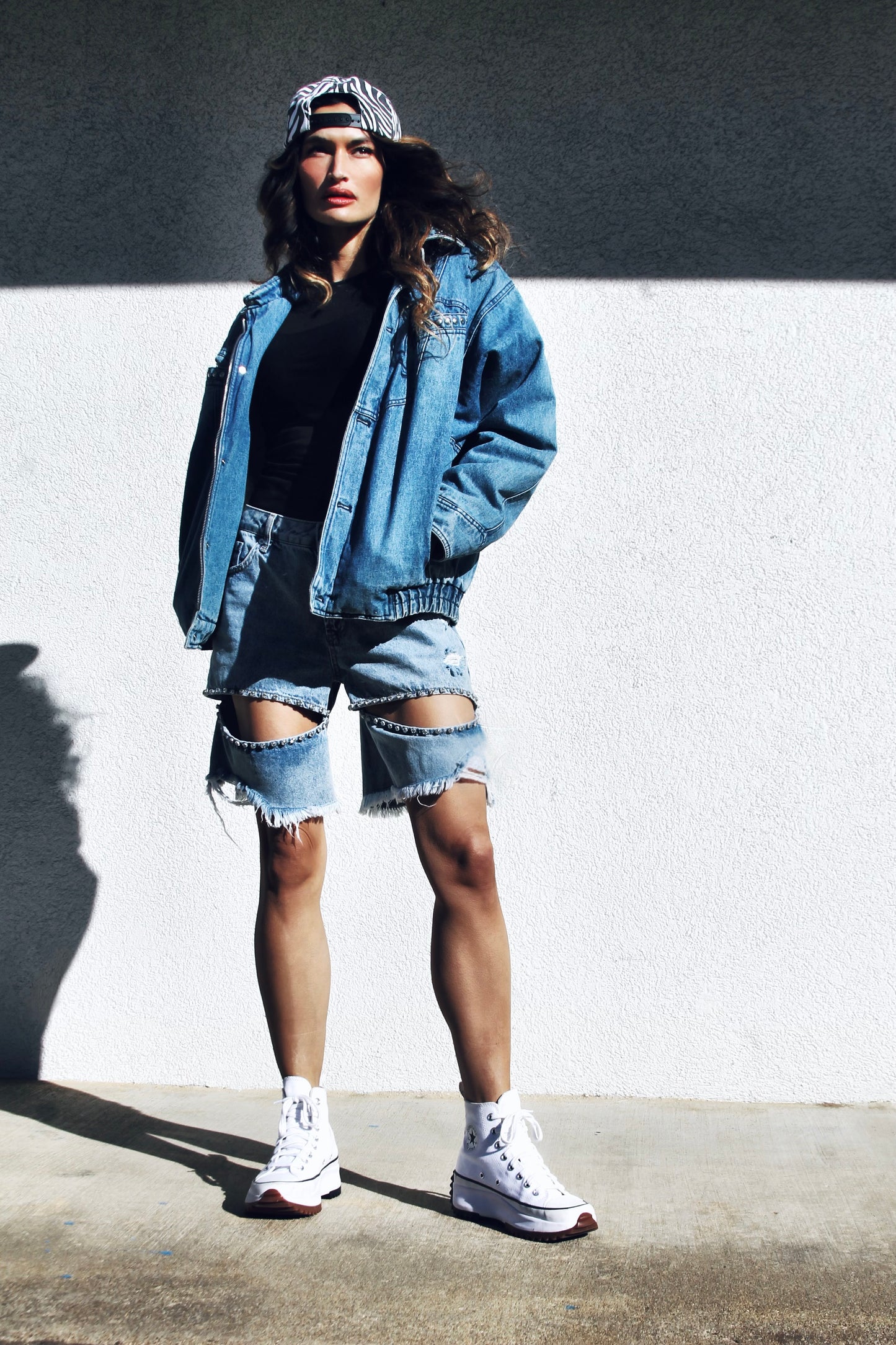 DAREDIVA studded denim bomber,  size small  *VINTAGE*