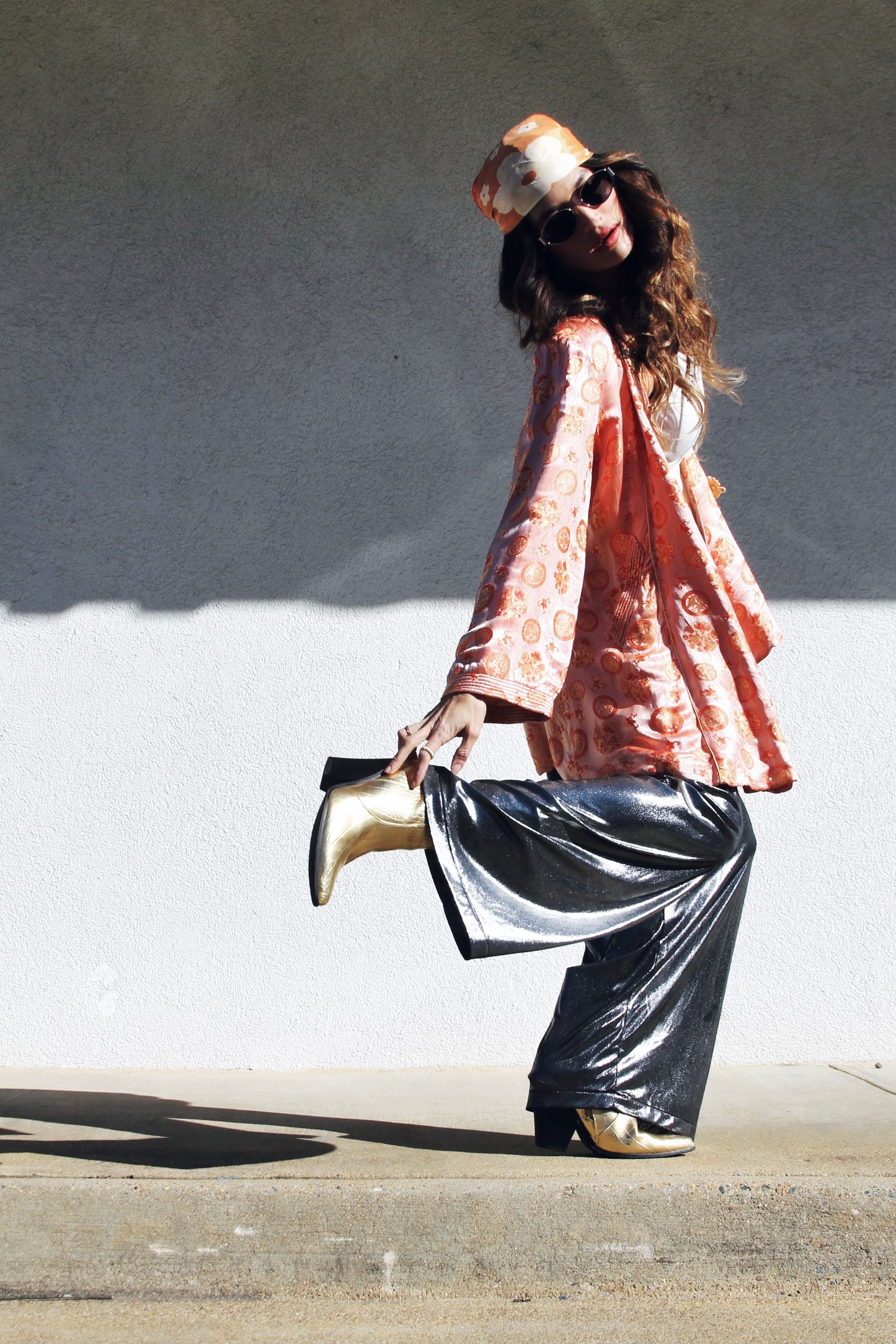 SILVER SIREN wide leg pants, size small, American Apparel >> graphite