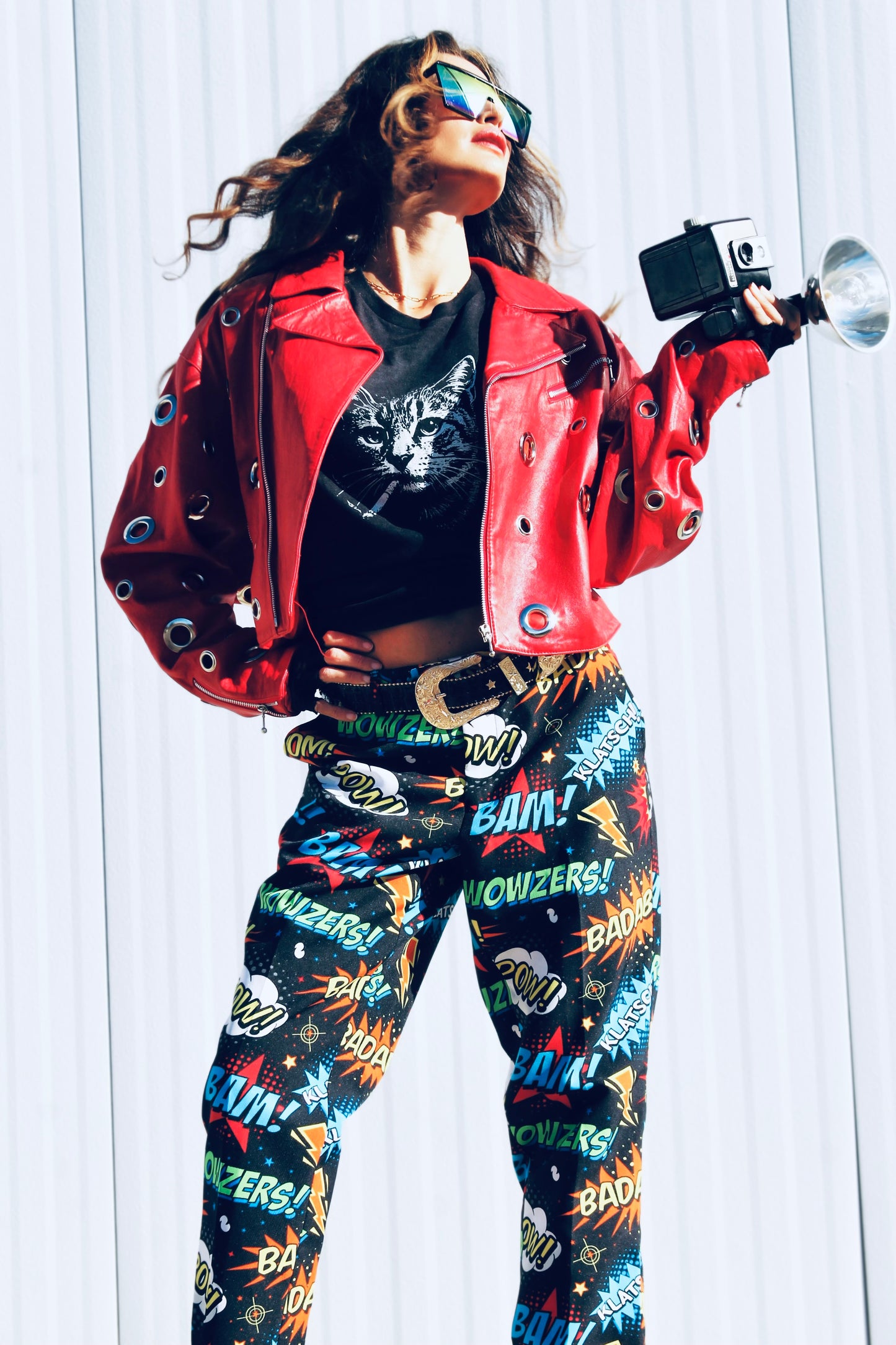 YOUNG AND RECKLESS leather moto jacket *VINTAGE + 100% GENUINE LEATHER* >> candy apple red