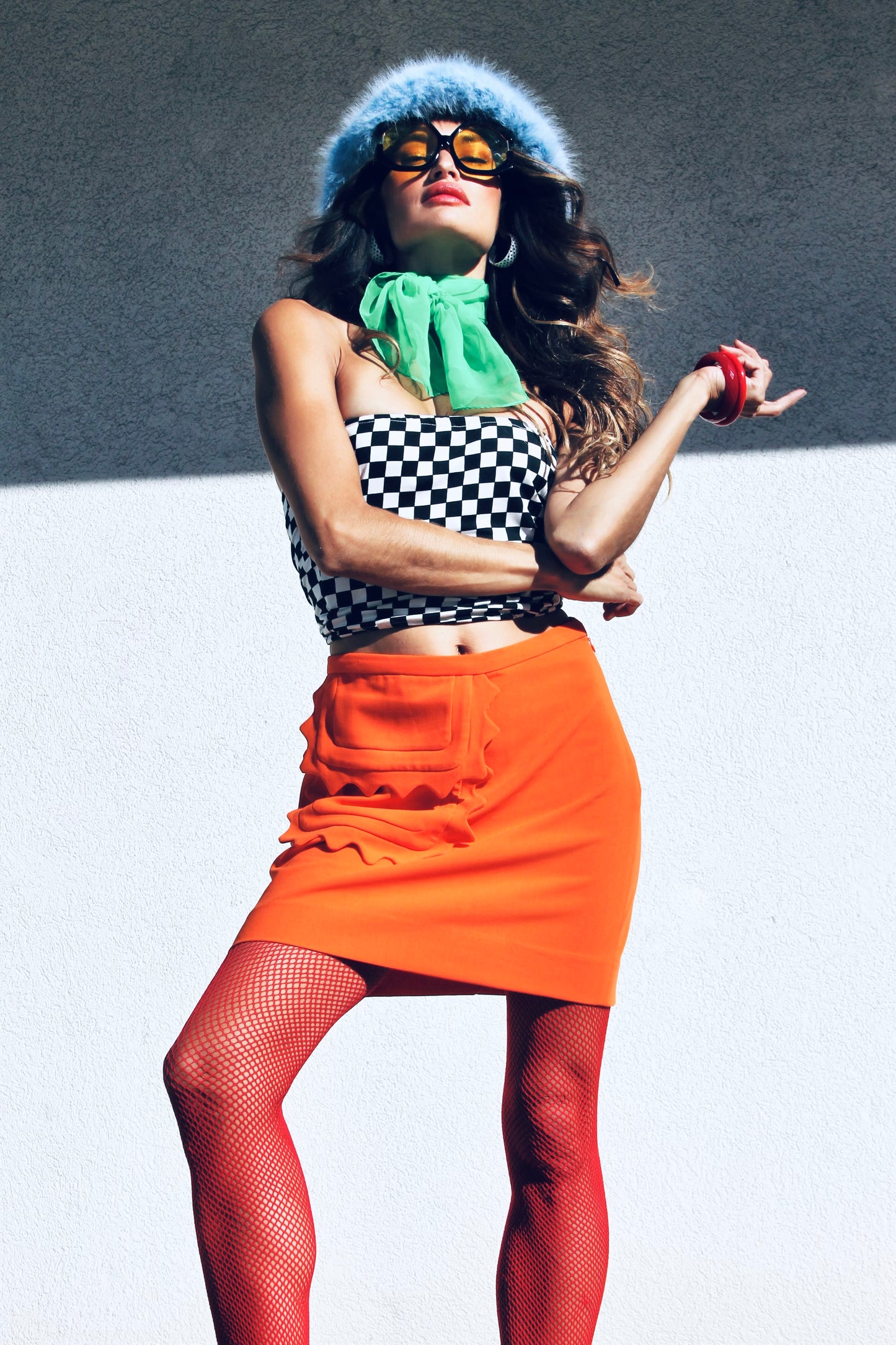READ MY HIPS retro mini skirt, medium *Victoria Beckham* >> bright orange