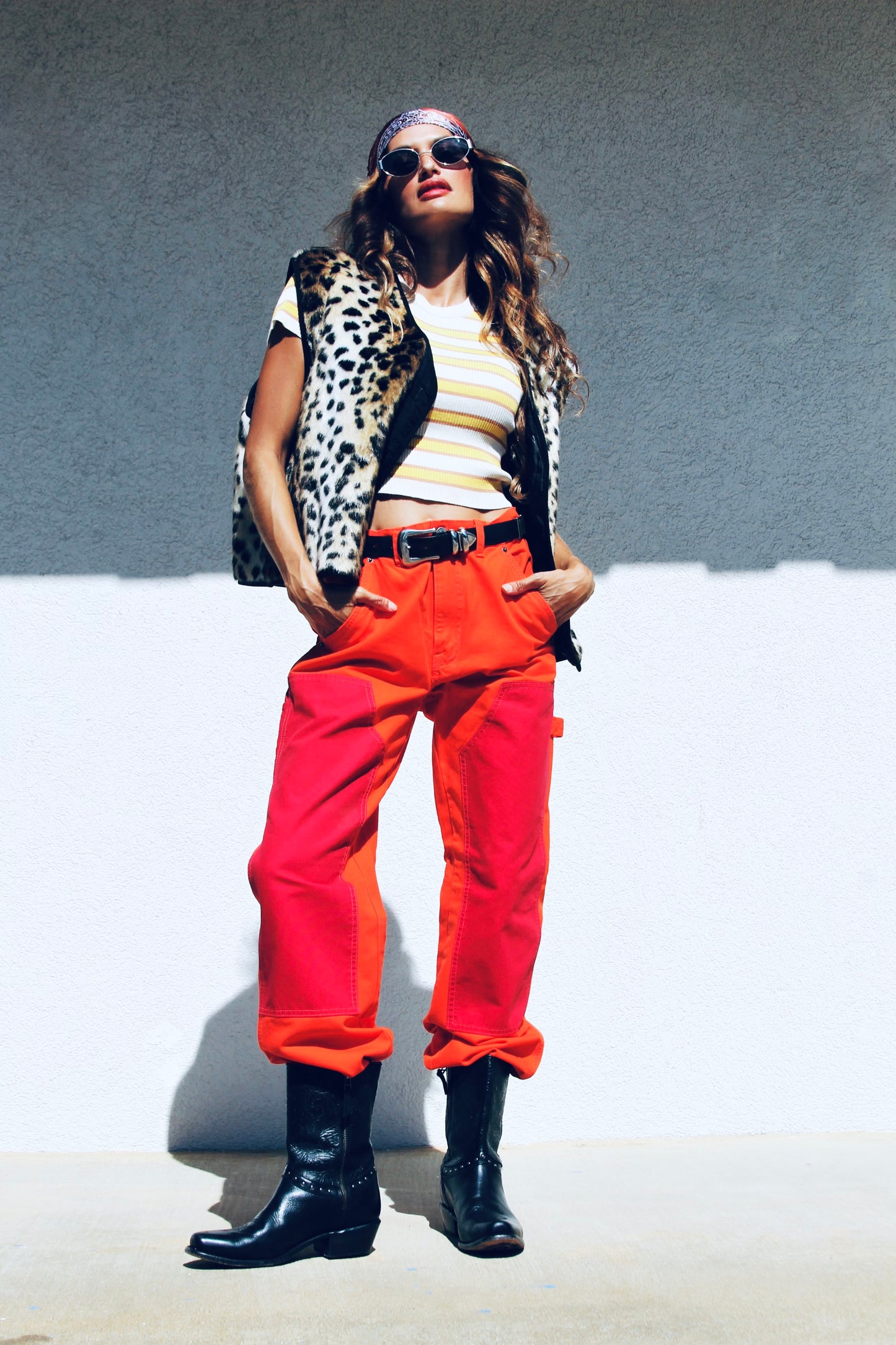 FERAL FELINE faux fur leopard vest, large *FOXY FAVE + ASOS*