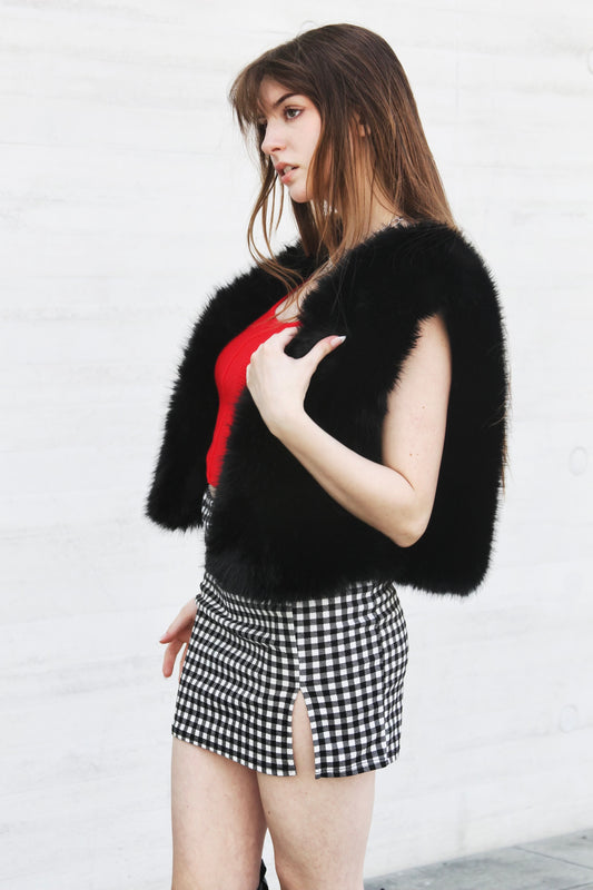 AFTER PARTY faux fur vest, M/L