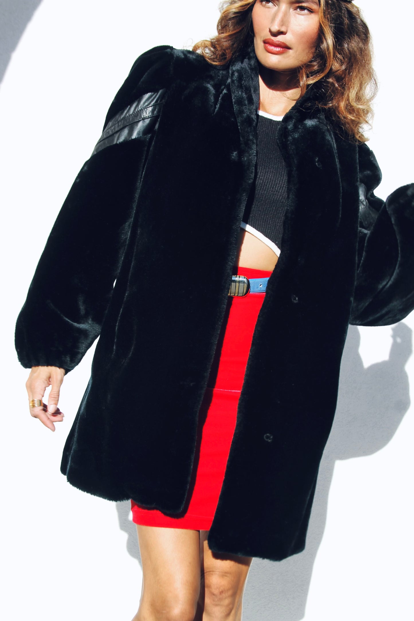 PANTHER POWER faux fur + Nehru style jacket *FOXY FAVE + TRUE VINTAGE + Made in the USA* >>panther black