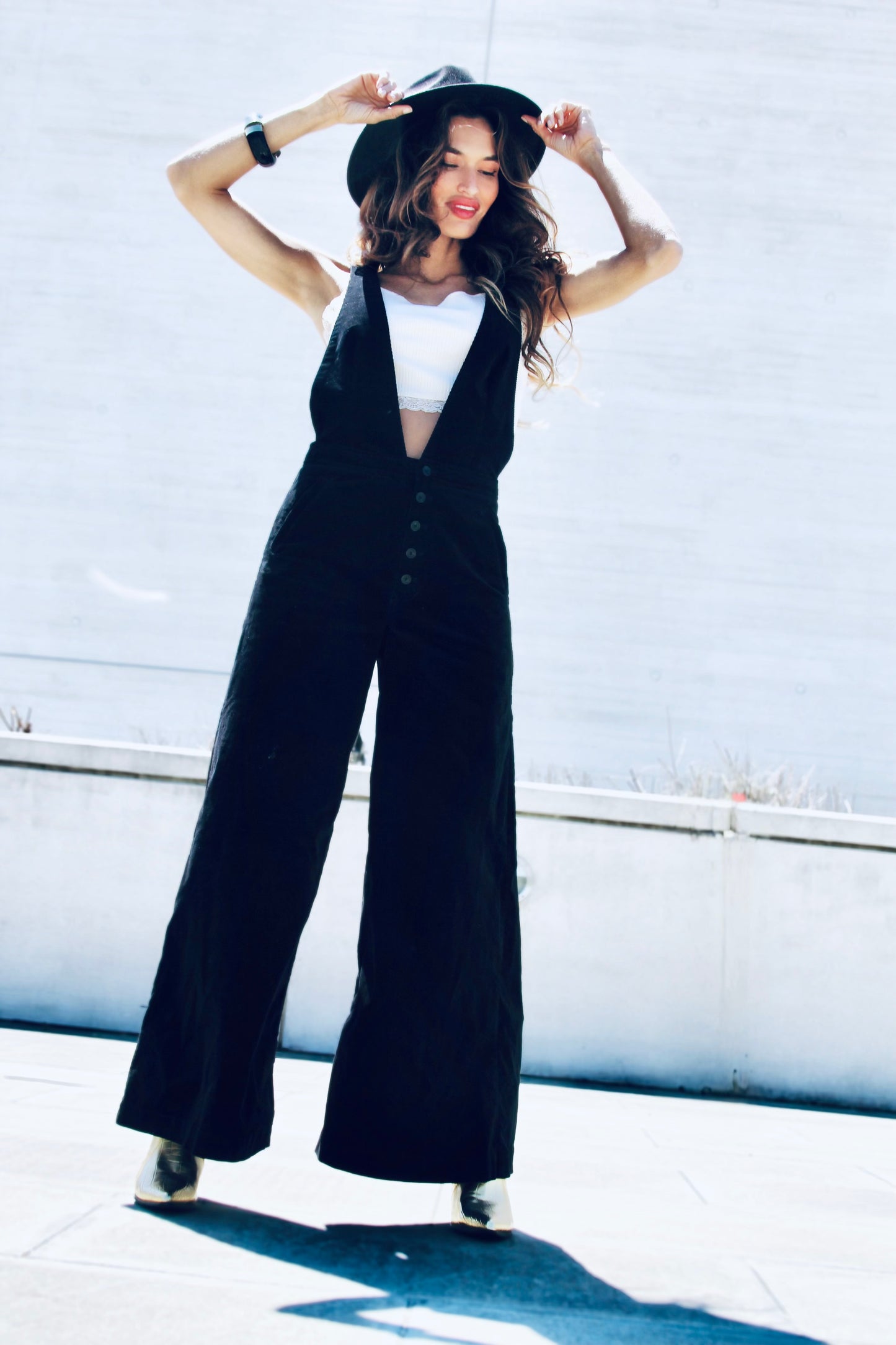 BLACK CAT velvet jumper, size 29, *FREE PEOPLE* >> midnight black