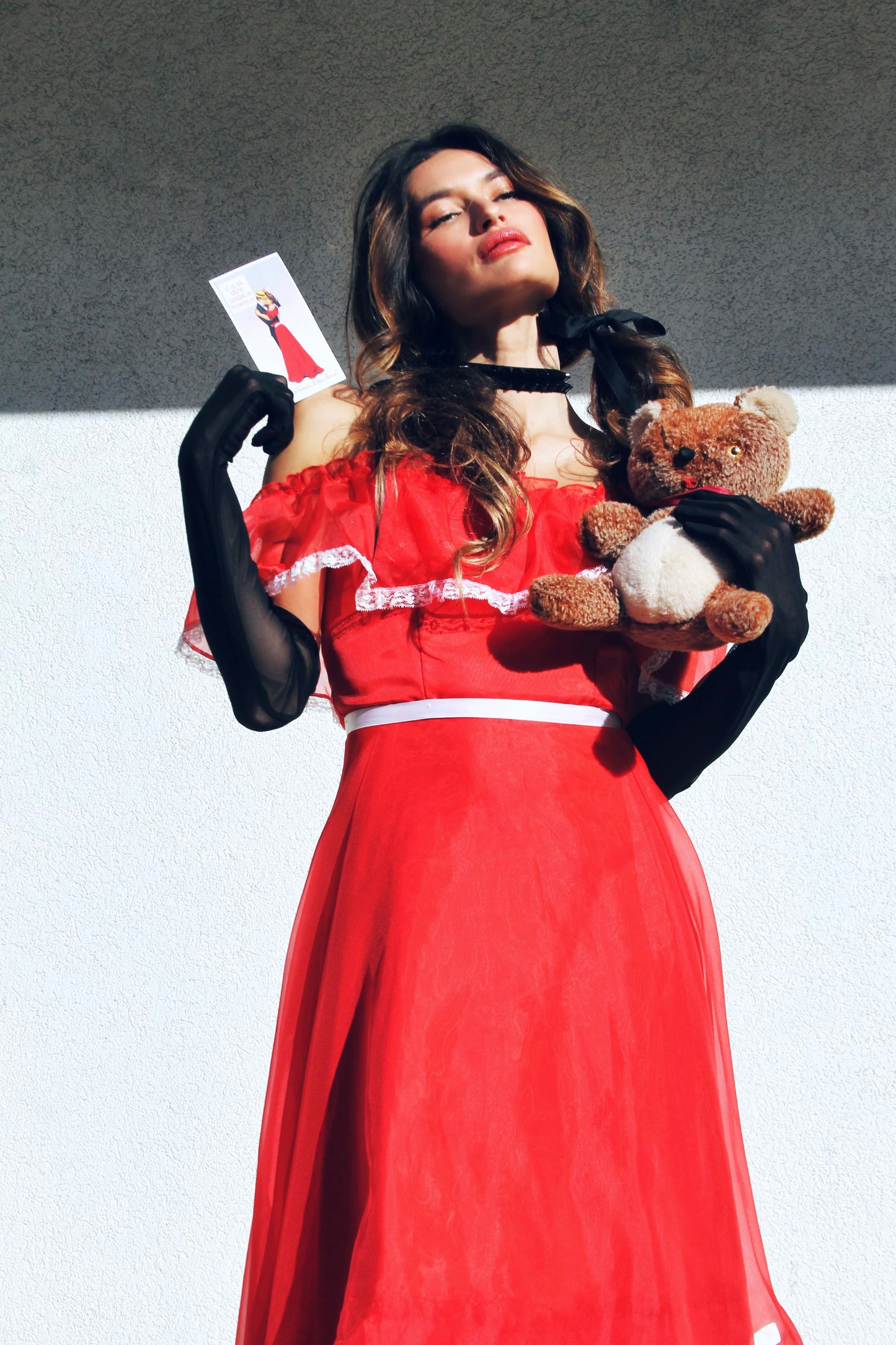 ROSES ARE RED off the shoulder midi dress *TRUE VINTAGE + FOXY FAVE* XS>> red + white accents