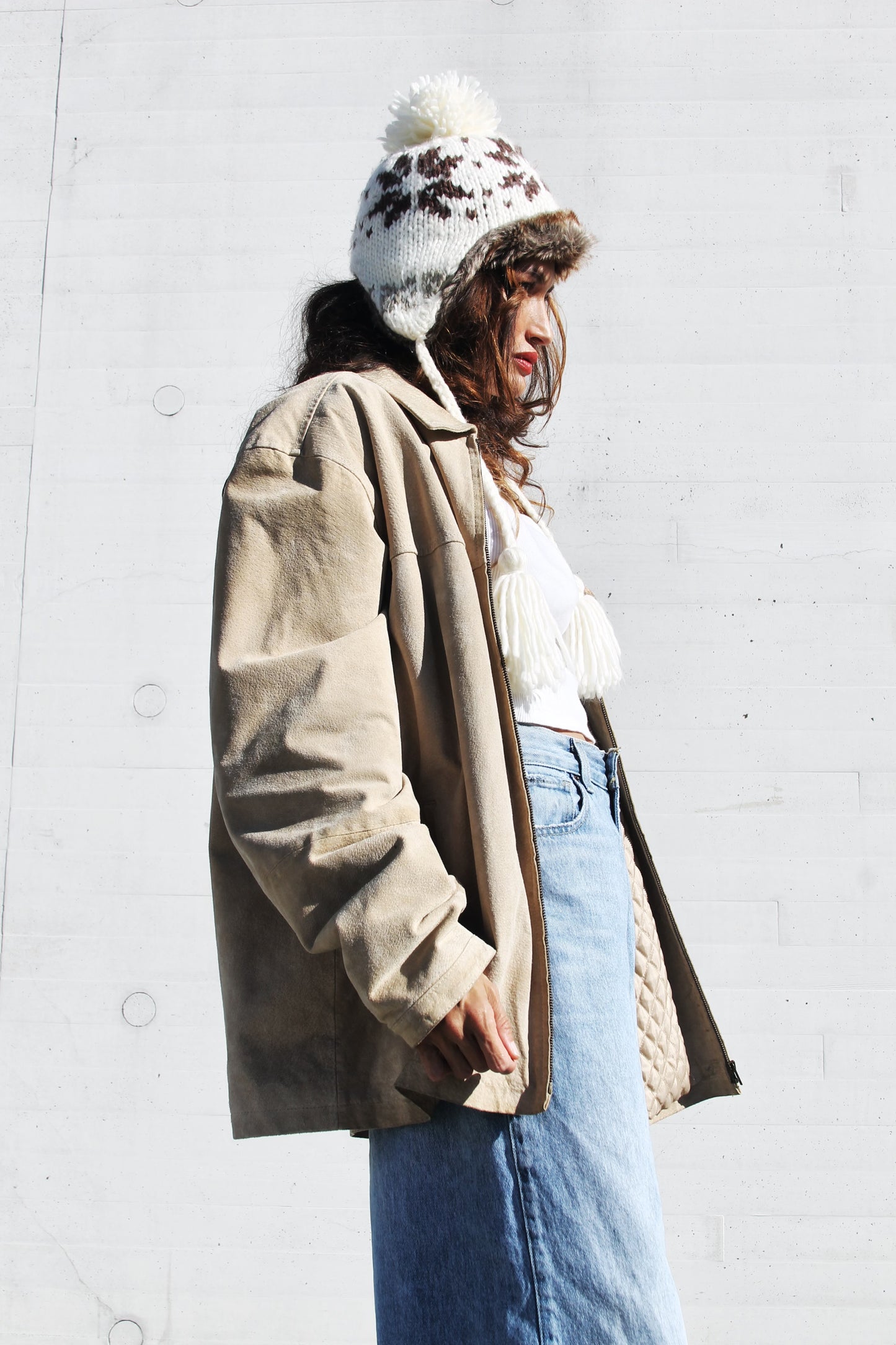 WEST WIND oversized suede farm jacket, XL *100% GENUINE LEATHER + VINTAGE* Junction West >>desert sand