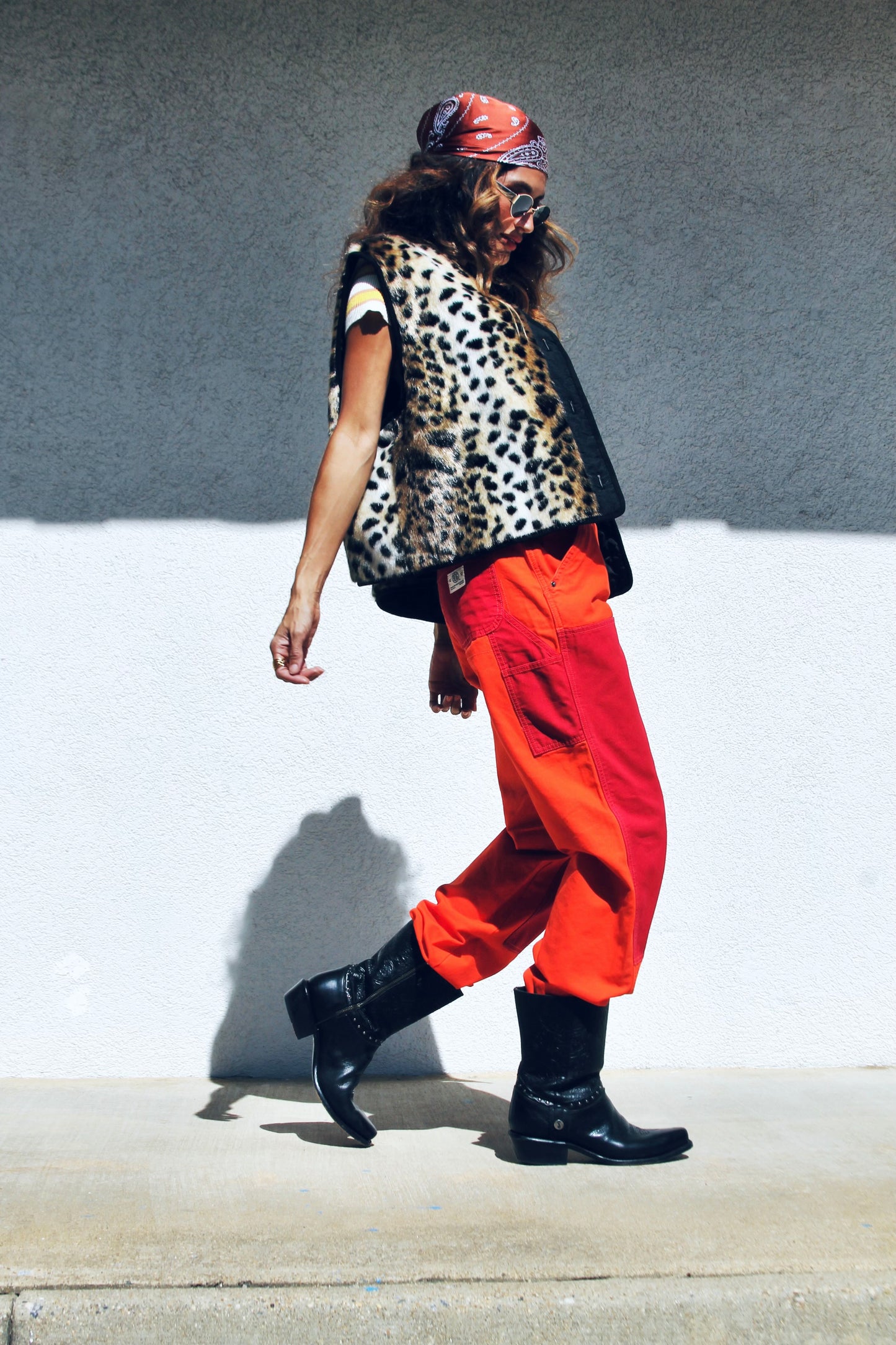 FERAL FELINE faux fur leopard vest, large *FOXY FAVE + ASOS*
