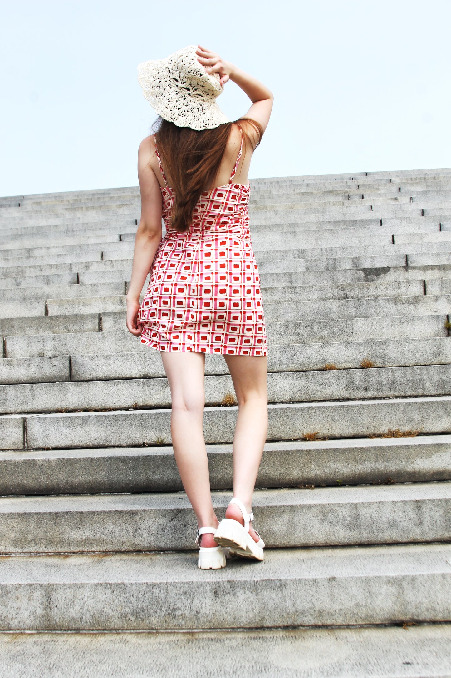 SUMMATIME FINE geometric print + cut-out mini dress, medium