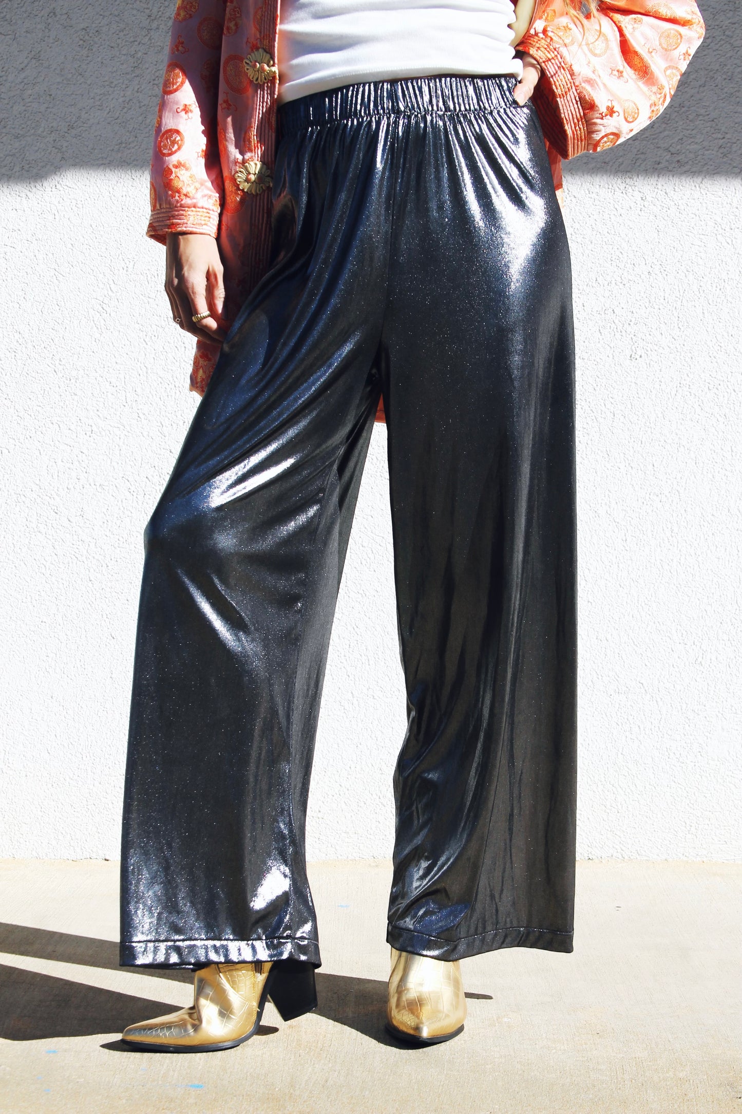 SILVER SIREN wide leg pants, size small, American Apparel >> graphite