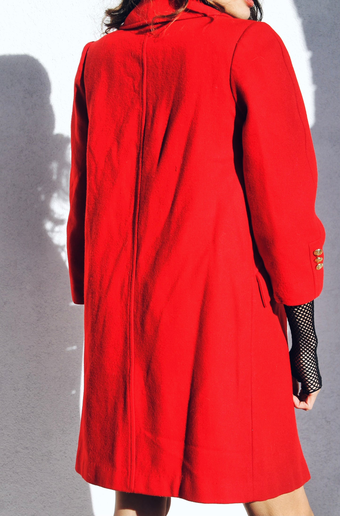SCARLET STARLET double breasted peacoat, size 10 *TRUE VINTAGE* >> candy apple red