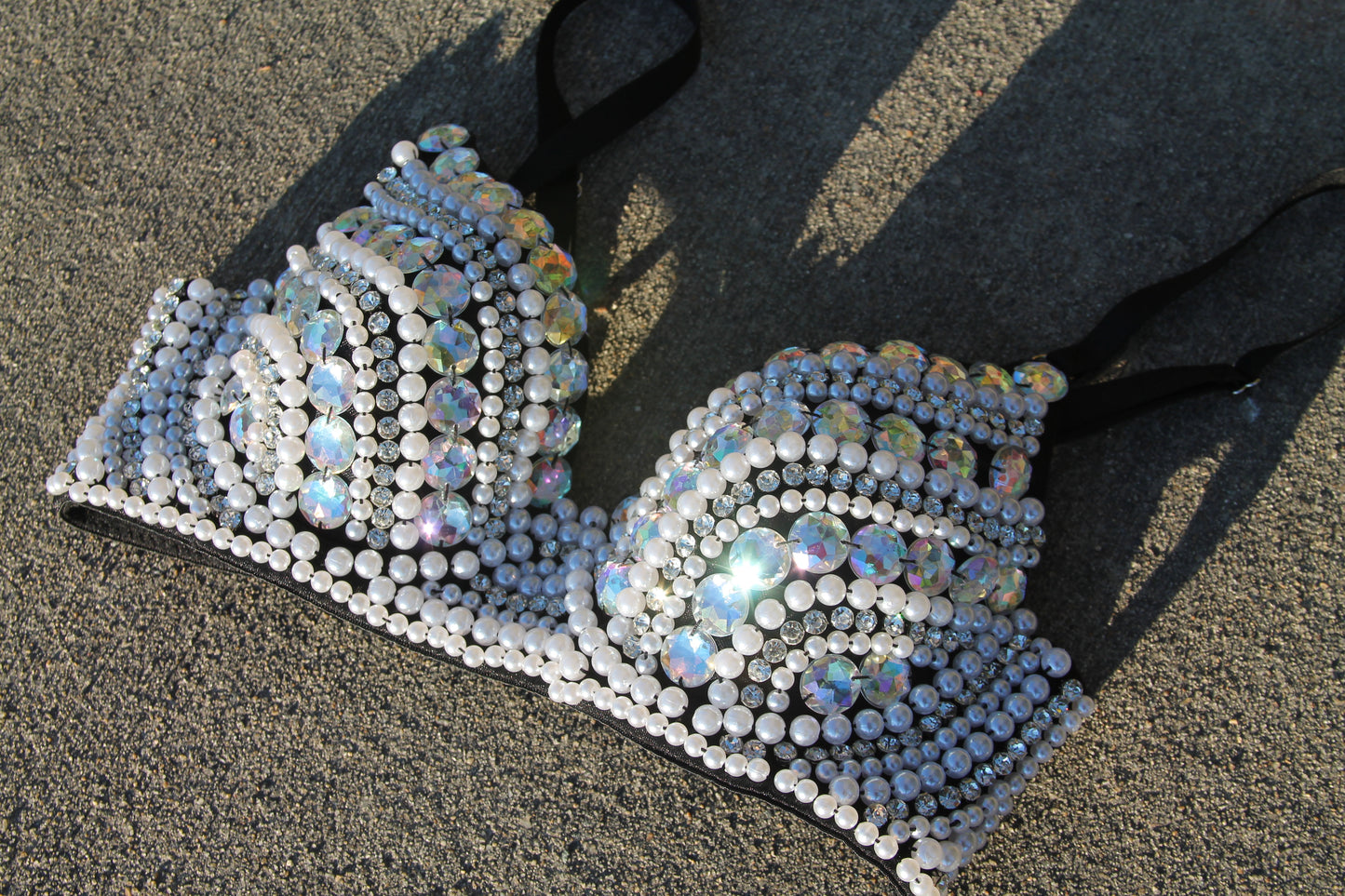 RAZZLE DAZZLE bedazzled bralette, medium *HANDMADE & COVERED IN PEARLS & RHINESTONES*