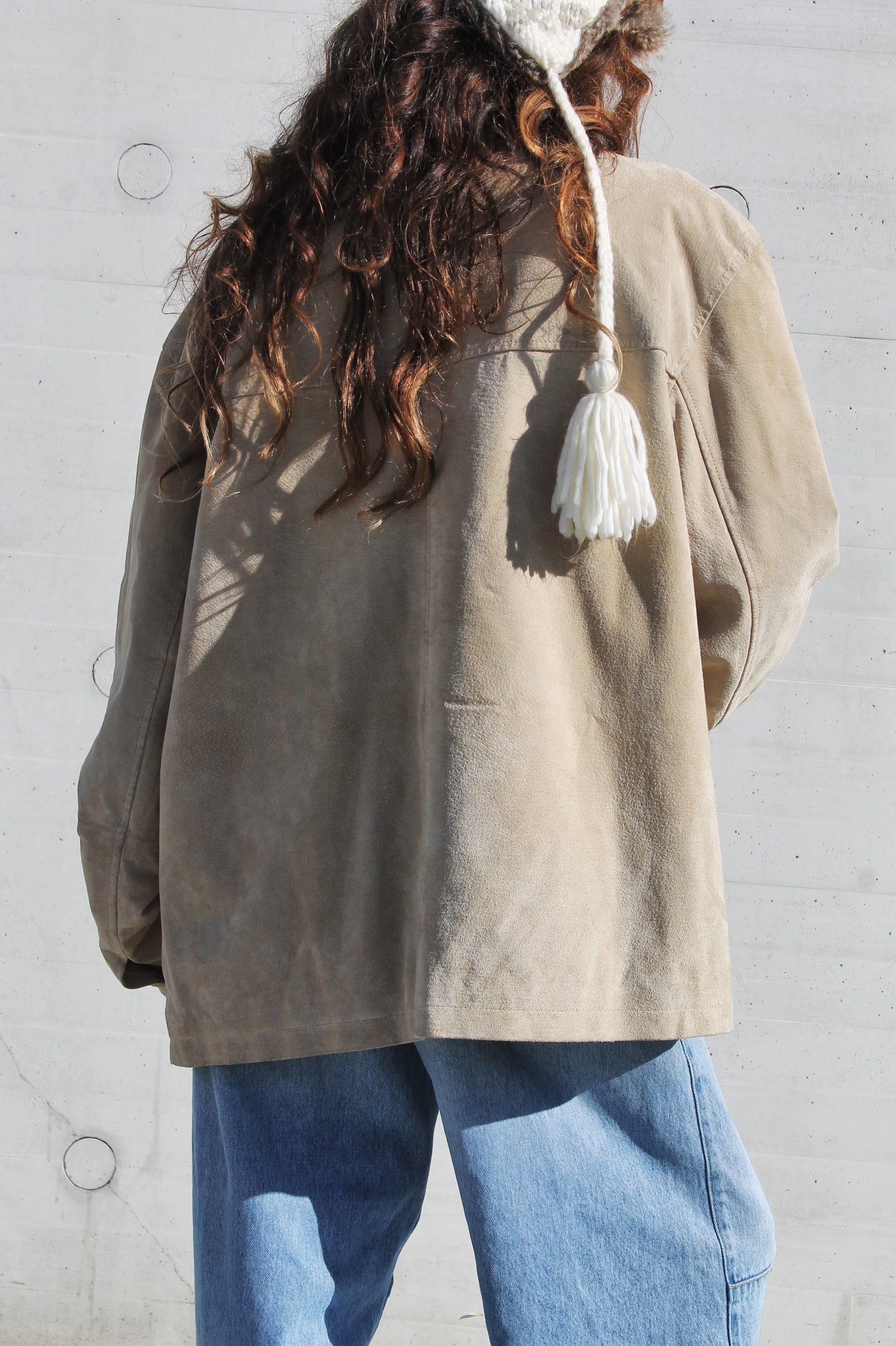 WEST WIND oversized suede farm jacket, XL *100% GENUINE LEATHER + VINTAGE* Junction West >>desert sand