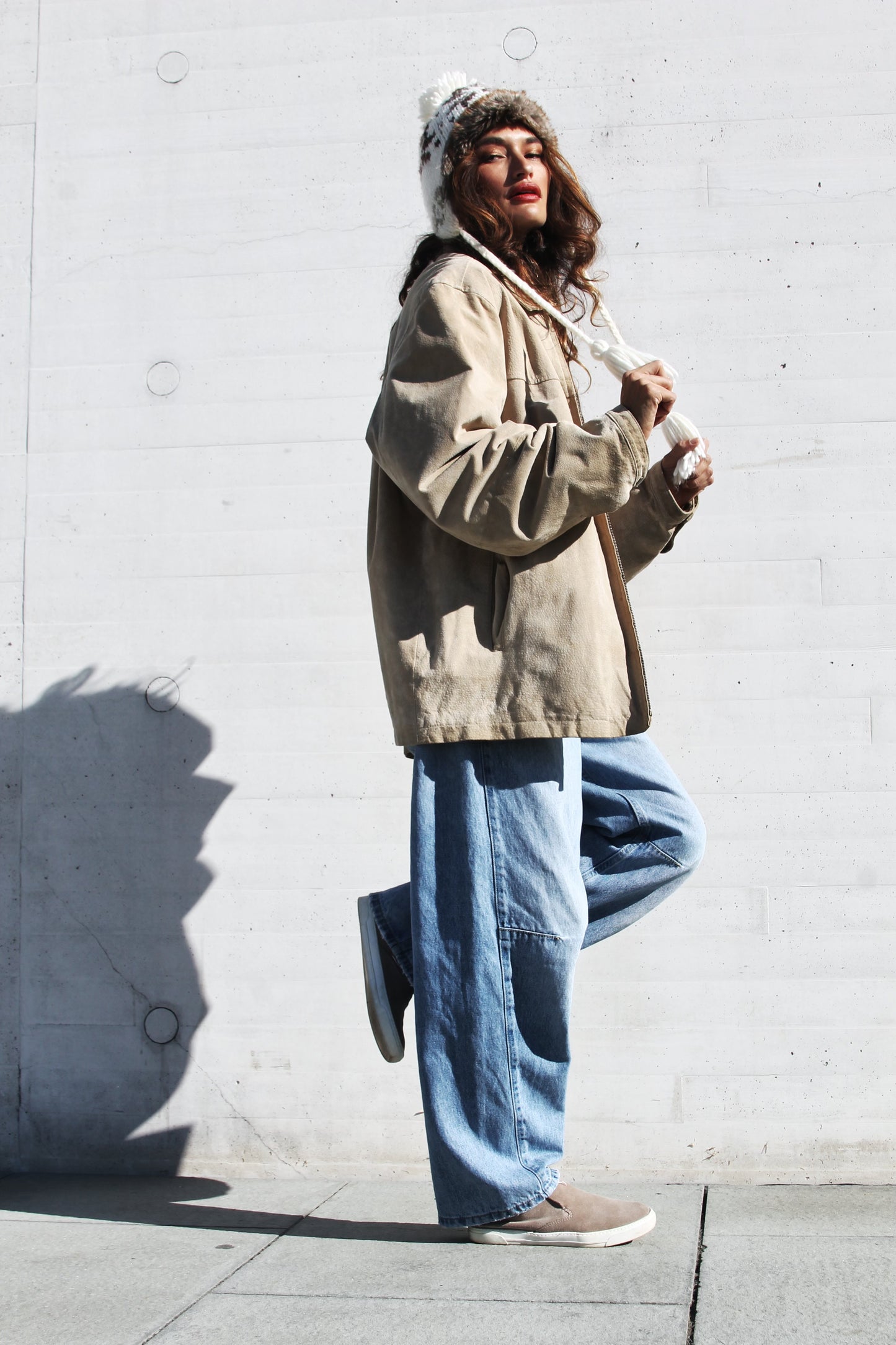 WEST WIND oversized suede farm jacket, XL *100% GENUINE LEATHER + VINTAGE* Junction West >>desert sand