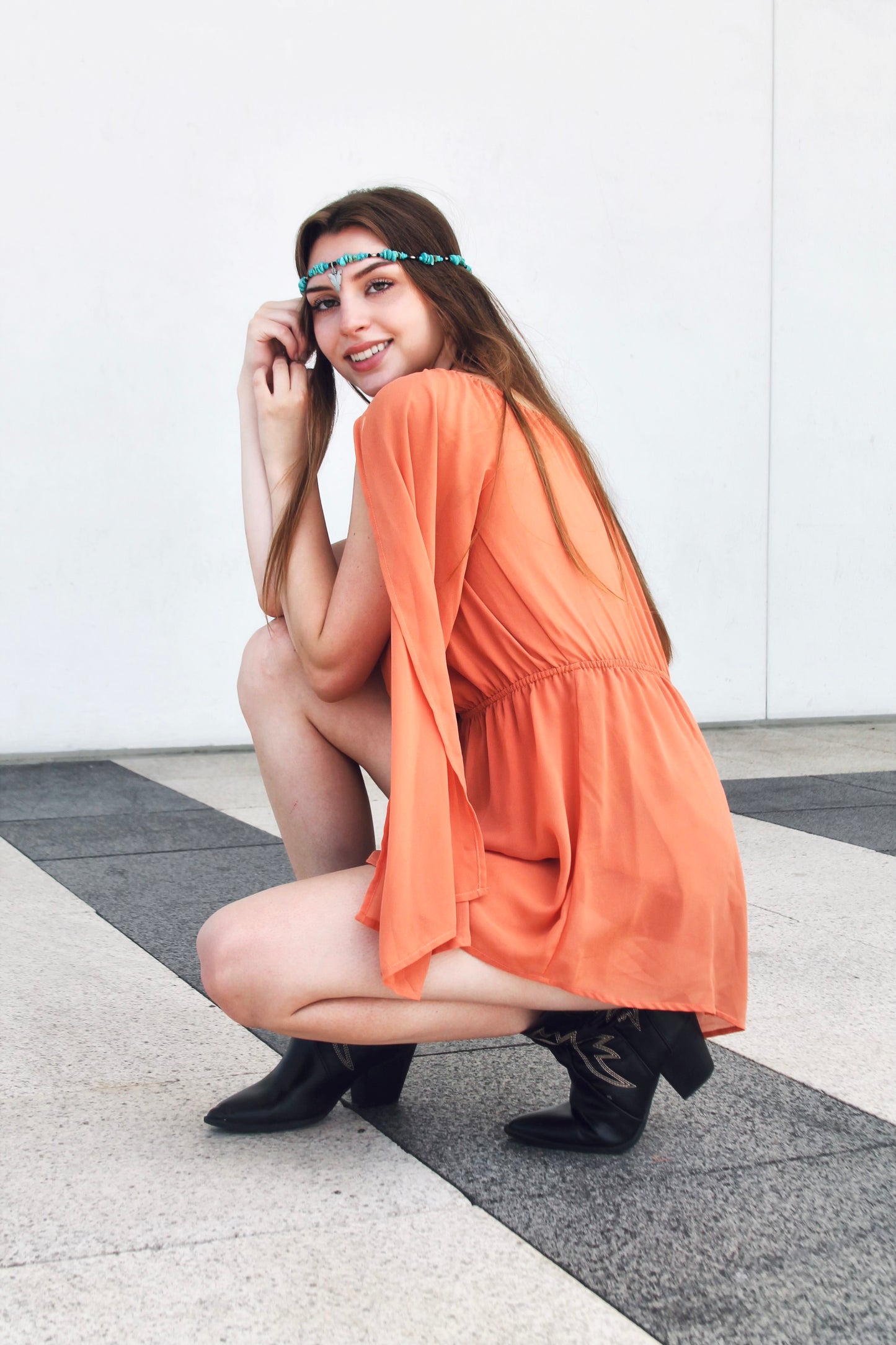 PUMPKIN SPICE airy chiffon romper, medium >> burnt orange