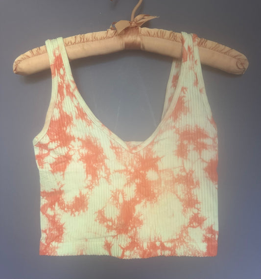CORAL BURST tie dye crop tank, small