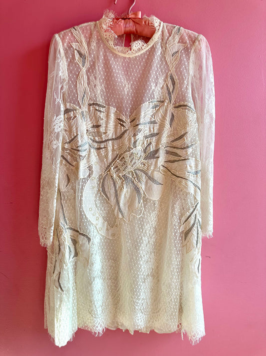 LADY LACE romantic lace shift dress, small *FREE PEOPLE