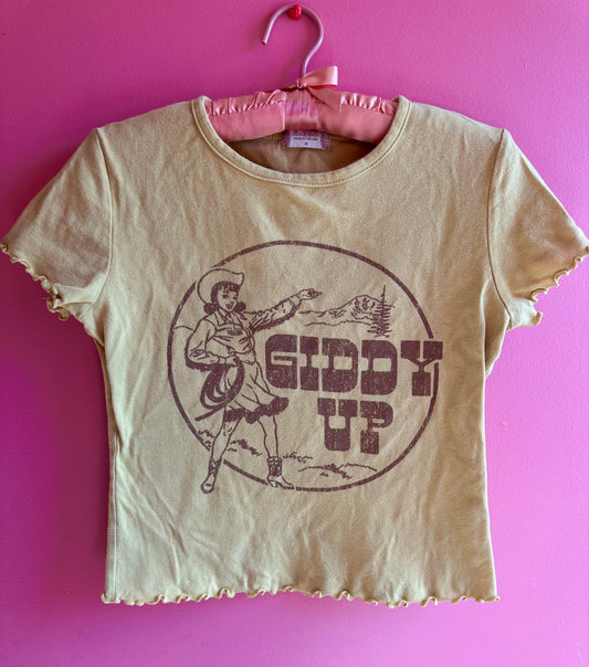 GIDDY UP graphic baby tee, medium