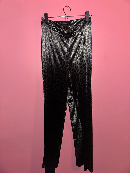 FIRE SIGN FELINE velvet leopard pants, medium