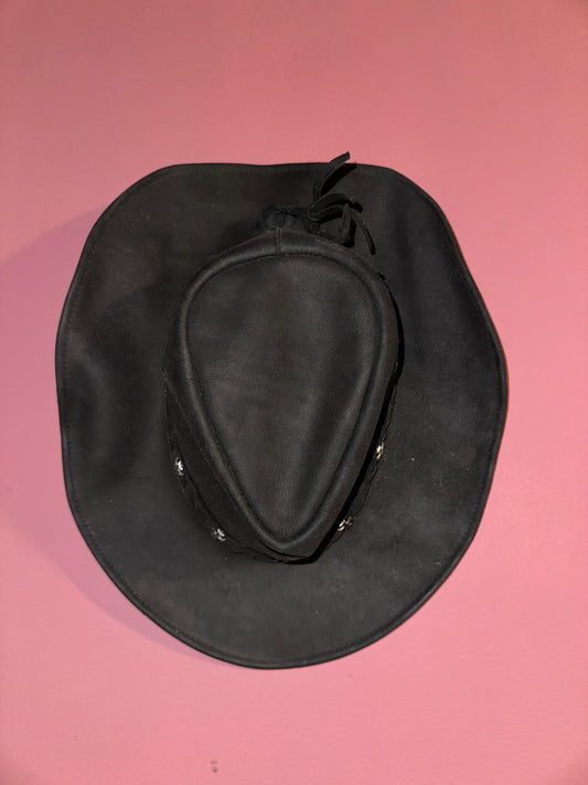 GIDDY UP leather cowboy hat *VINTAGE + 100% GENUINE LEATHER