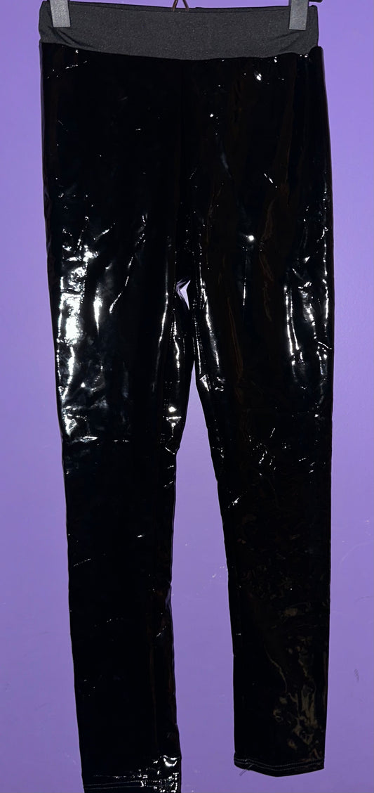 CITY SLICKER patent leather leggings, small >> black