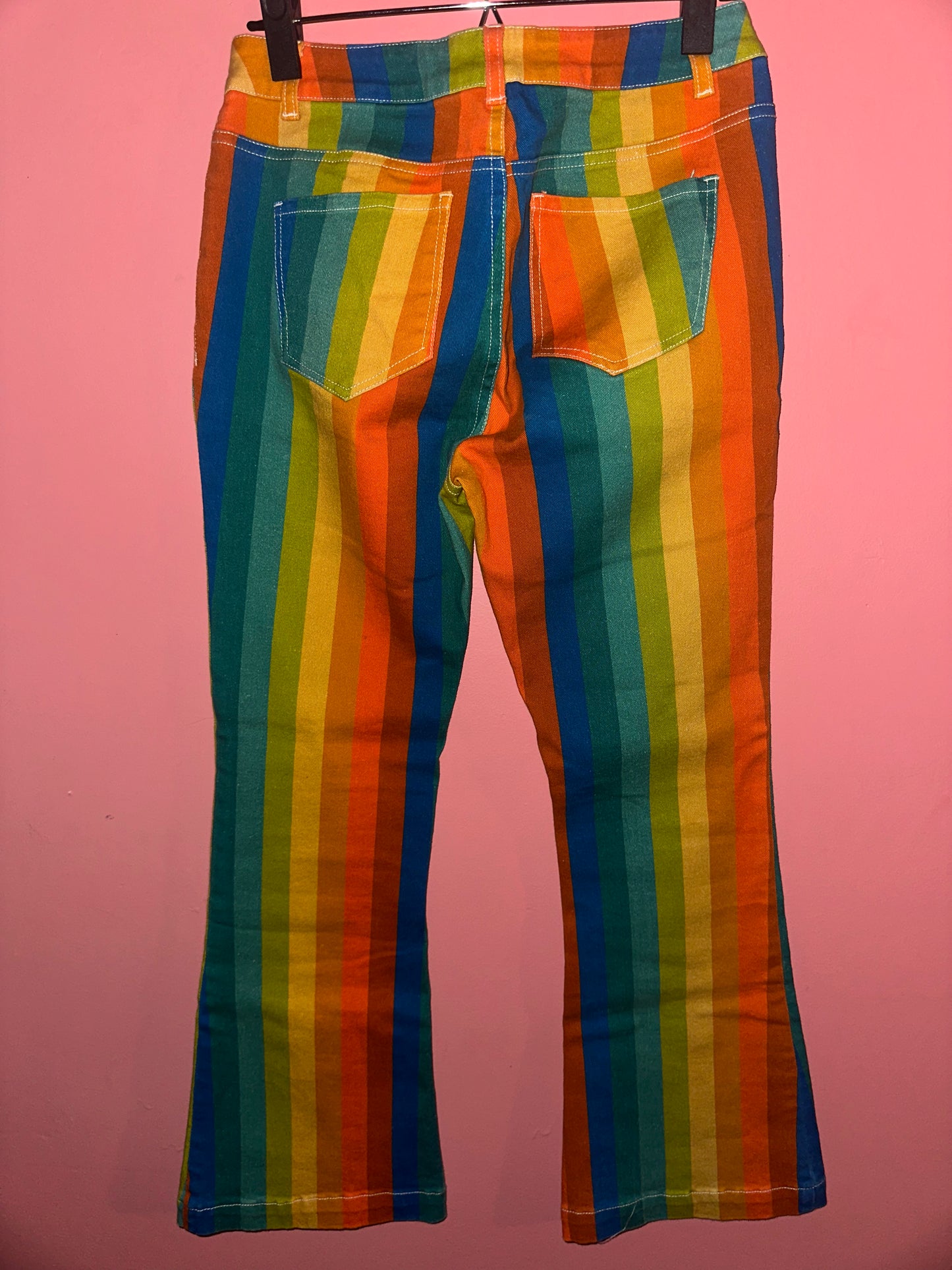 RAINBOW REASONS striped rainbow cropped denim, medium