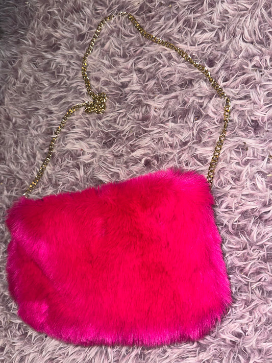 CLUELESS 1990 hot pink + faux fur chain bag