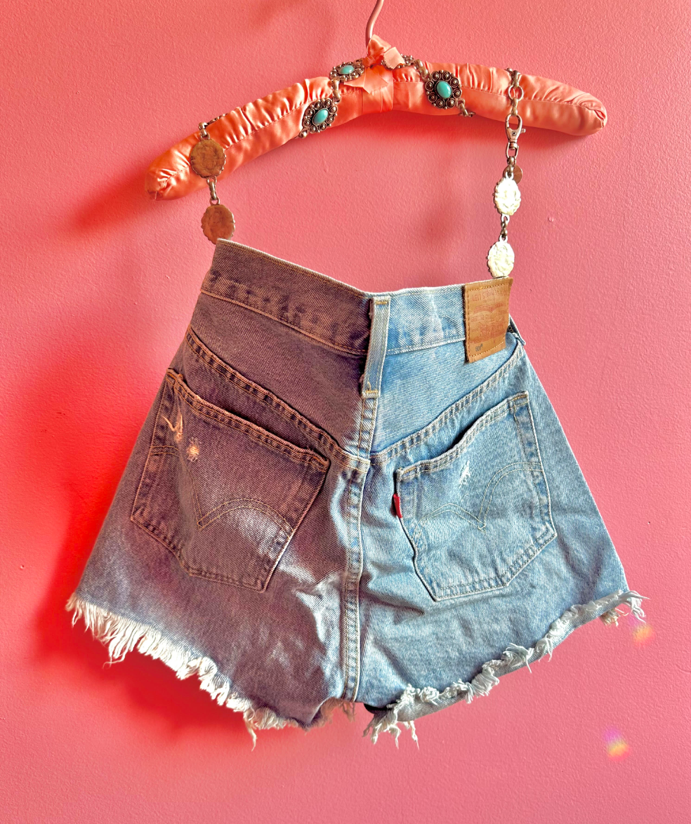 Distressed Levi 501 shorts