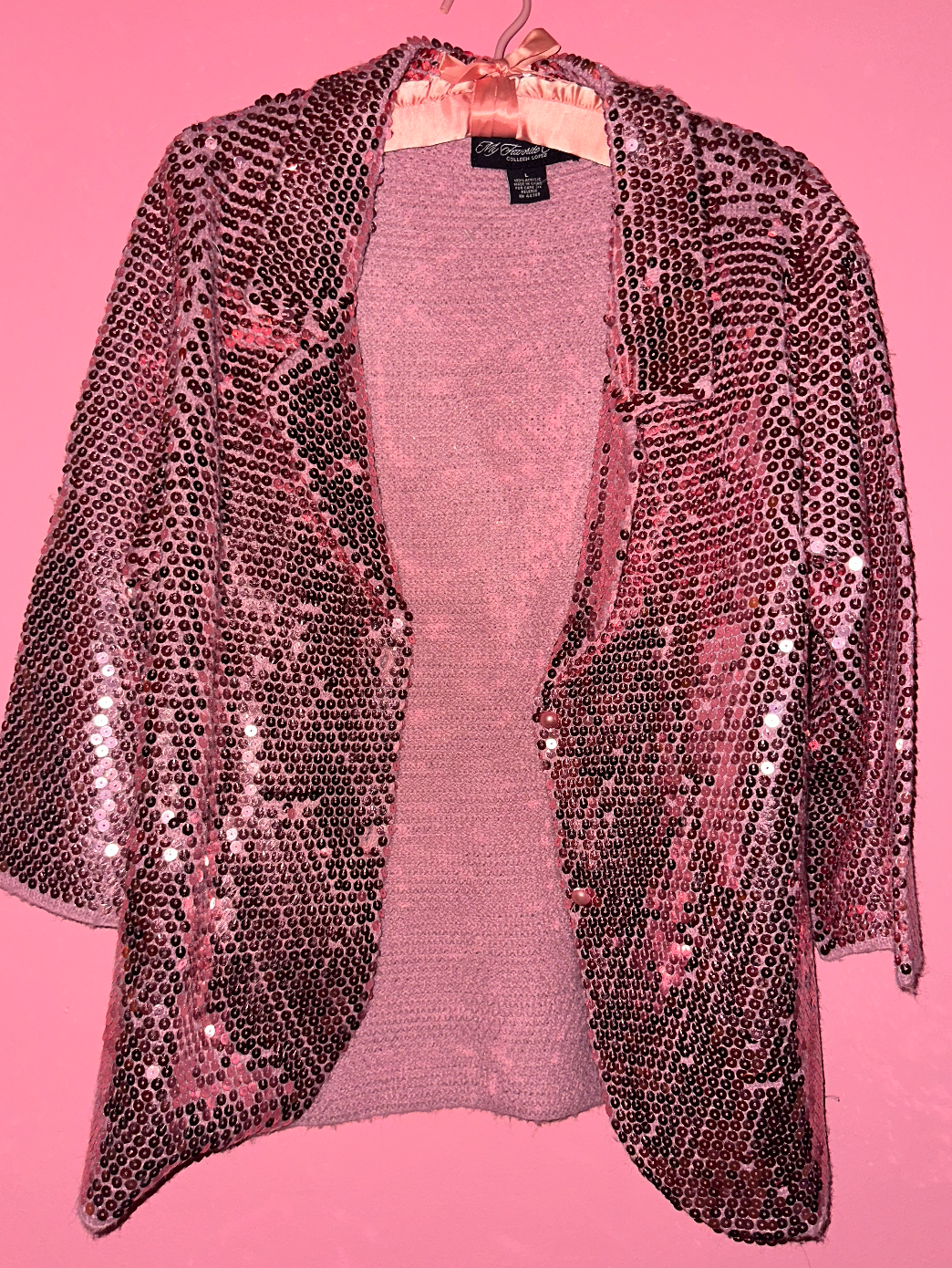 DISCO LIGHTS sequin blazer, large >> pink