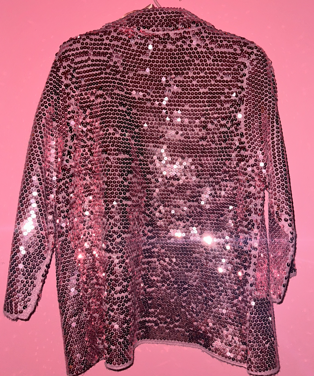 DISCO LIGHTS sequin blazer, large >> pink