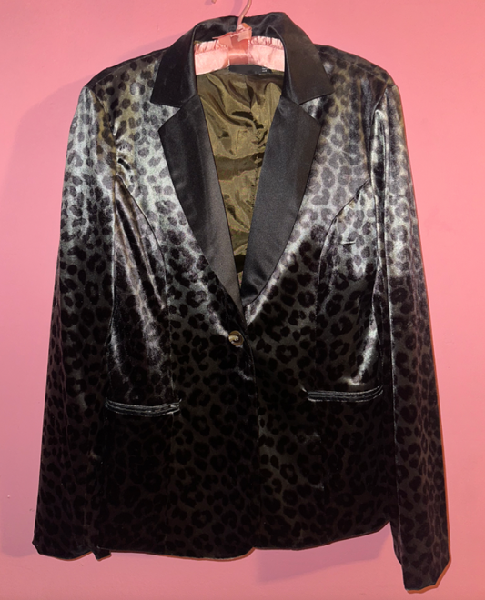 FIRE SIGN FELINE velvet leopard blazer jacket, medium