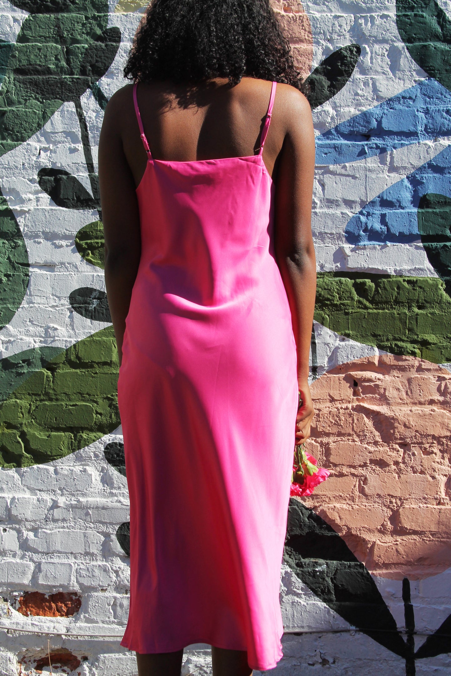 BUBBLEGUM hot pink slip dress, small