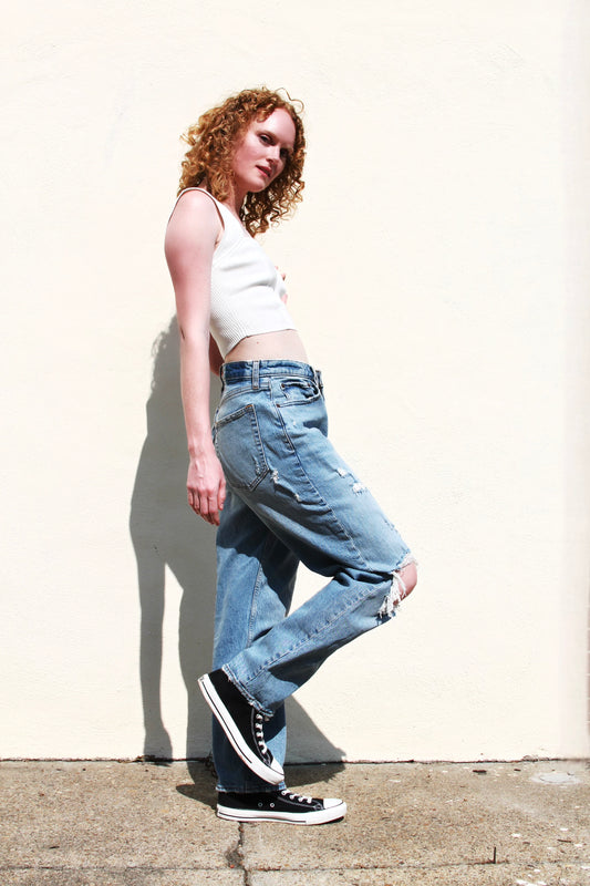 CARPE DIEM high rise medium wash denim, size 28