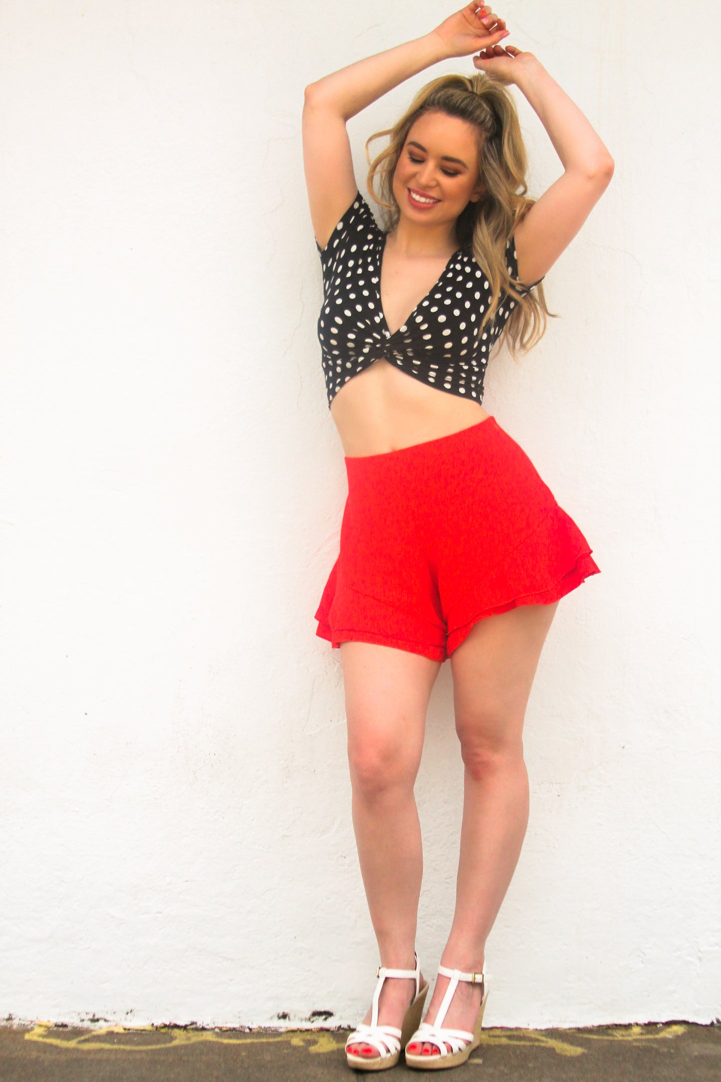 Rockin’ red flared shorts