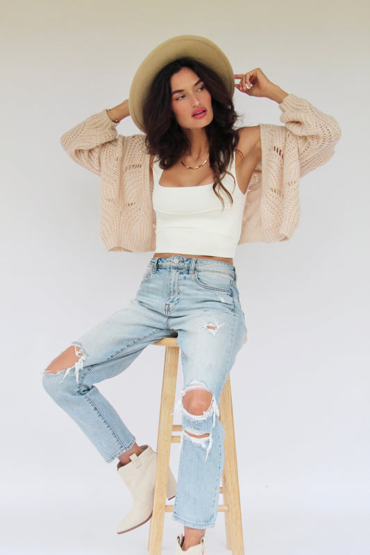 Never Miss a Beat distressed denim